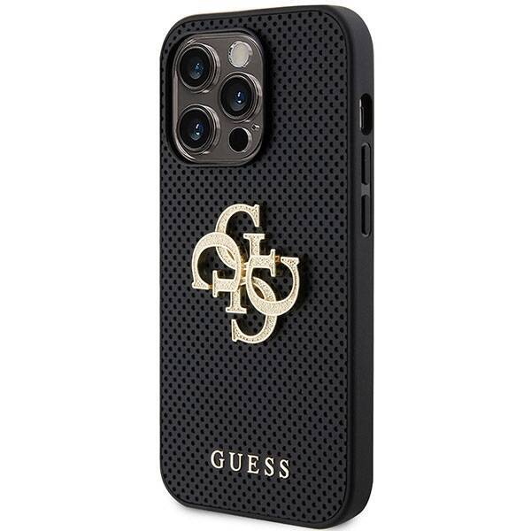 Etui Guess GUHCP15XPSP4LGK iPhone 15 Pro Max 6.7" czarny/black hardcase Leather Perforated 4G Glitter Logo Case