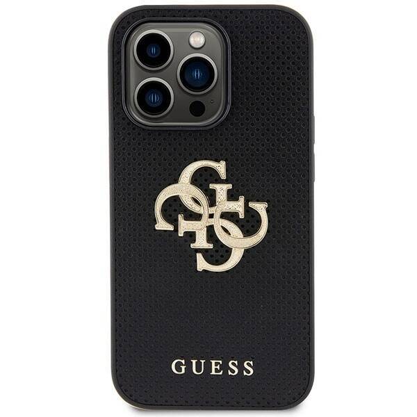 Etui Guess GUHCP15XPSP4LGK iPhone 15 Pro Max 6.7" czarny/black hardcase Leather Perforated 4G Glitter Logo Case