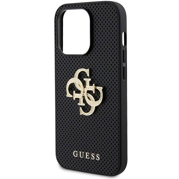 Etui Guess GUHCP15XPSP4LGK iPhone 15 Pro Max 6.7" czarny/black hardcase Leather Perforated 4G Glitter Logo Case