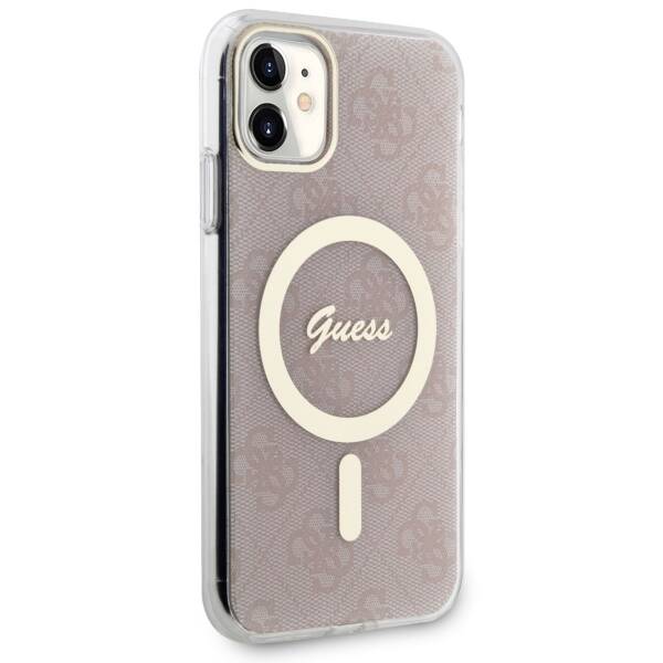 Etui Guess GUHMN61H4STP iPhone 11 6.1" różowy/pink hardcase 4G MagSafe Case