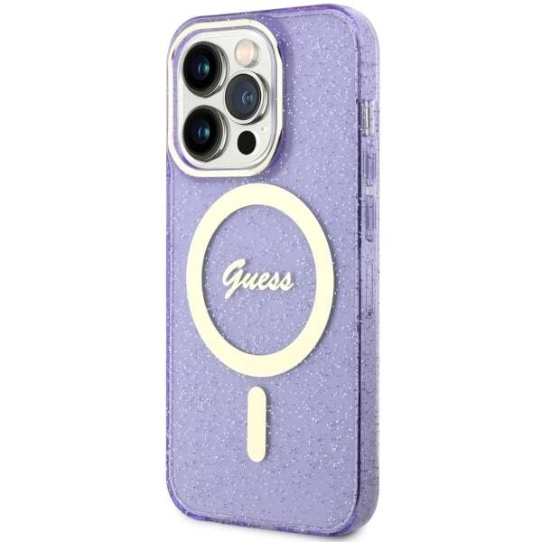 Etui Guess GUHMP14XHCMCGU iPhone 14 Pro Max 6.7" purpurowy/purple hardcase Glitter Gold MagSafe Case