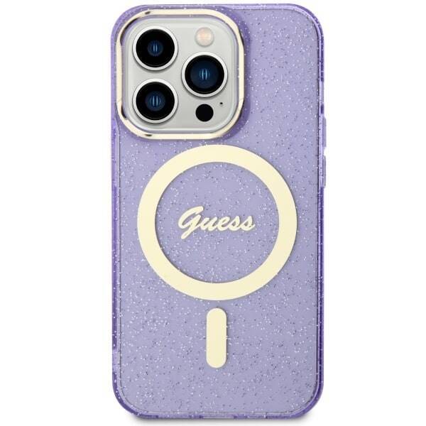 Etui Guess GUHMP14XHCMCGU iPhone 14 Pro Max 6.7" purpurowy/purple hardcase Glitter Gold MagSafe Case