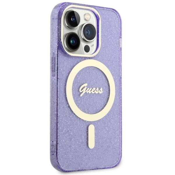 Etui Guess GUHMP14XHCMCGU iPhone 14 Pro Max 6.7" purpurowy/purple hardcase Glitter Gold MagSafe Case