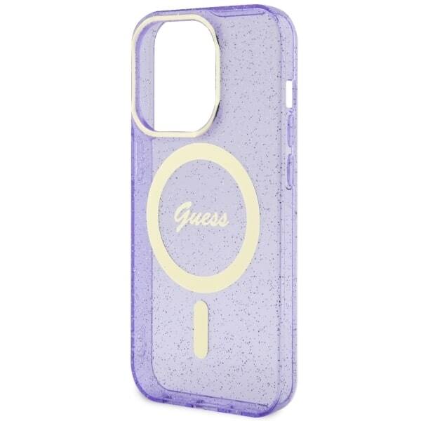 Etui Guess GUHMP14XHCMCGU iPhone 14 Pro Max 6.7" purpurowy/purple hardcase Glitter Gold MagSafe Case