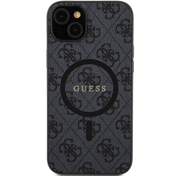 Etui Guess GUHMP15SG4GFRK iPhone 15 / 14 / 13 6.1" czarny/black hardcase 4G Collection Leather Metal Logo MagSafe Case