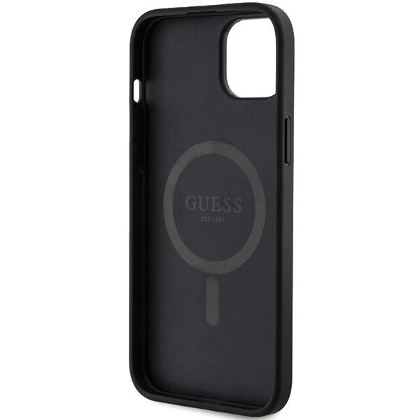 Etui Guess GUHMP15SG4GFRK iPhone 15 / 14 / 13 6.1" czarny/black hardcase 4G Collection Leather Metal Logo MagSafe Case