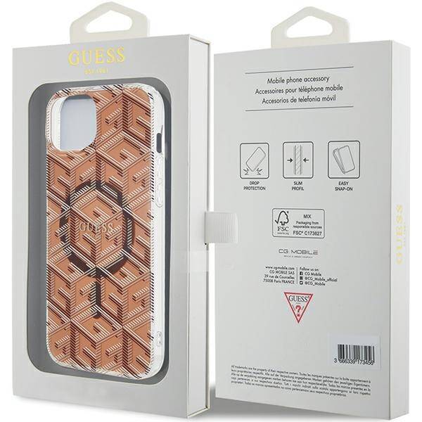 Etui Guess GUHMP15SHGCUSTGW iPhone 15 / 14 / 13 6.1" brązowy/brown hardcase IML GCube MagSafe Case