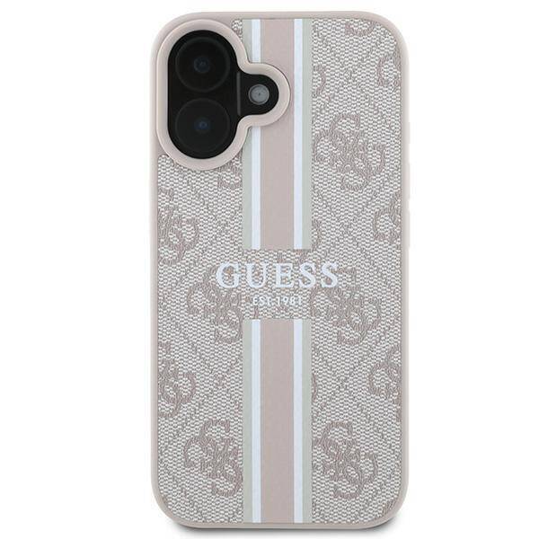 Etui Guess GUHMP16MP4RPSP iPhone 16 Plus różowy/pink MagSafe 4G Printed Stripes