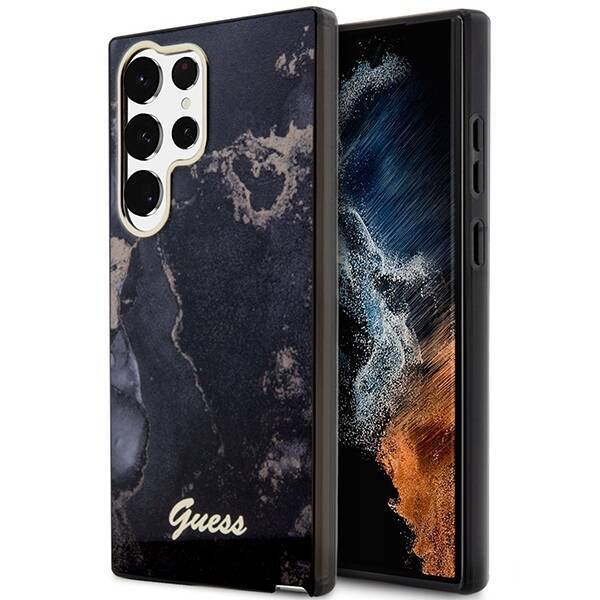 Etui Guess Guhcs23lhtmrsk S23 Ultra S918 Czarny/black Hardcase Golden Marble Collection Case