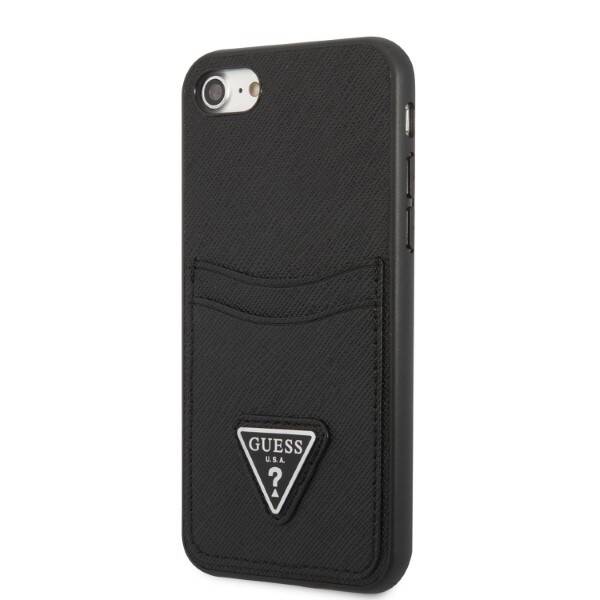 Etui Guess iPhone 7/8 Se 2020 / Se 2022 Hardcase Czarny/black Hardcase Saffiano Triangle Logo Cardslot Case