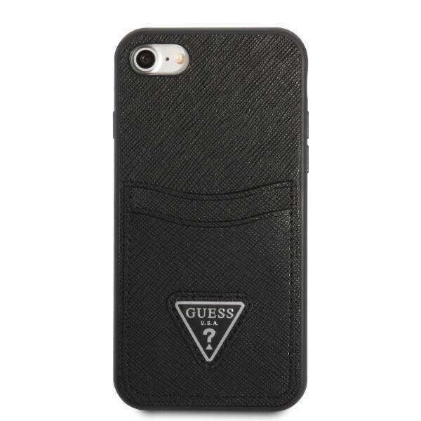 Etui Guess iPhone 7/8 Se 2020 / Se 2022 Hardcase Czarny/black Hardcase Saffiano Triangle Logo Cardslot Case