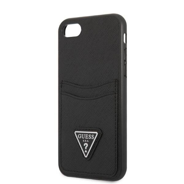 Etui Guess iPhone 7/8 Se 2020 / Se 2022 Hardcase Czarny/black Hardcase Saffiano Triangle Logo Cardslot Case