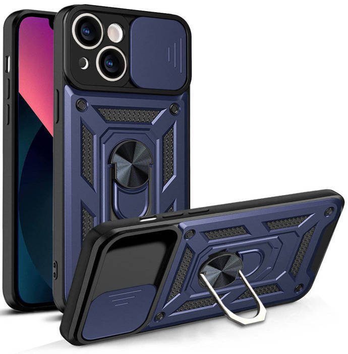 Etui Hybrid Armor Camshield etui iPhone 13 pancerny pokrowiec z osłoną na aparat niebieskie Case