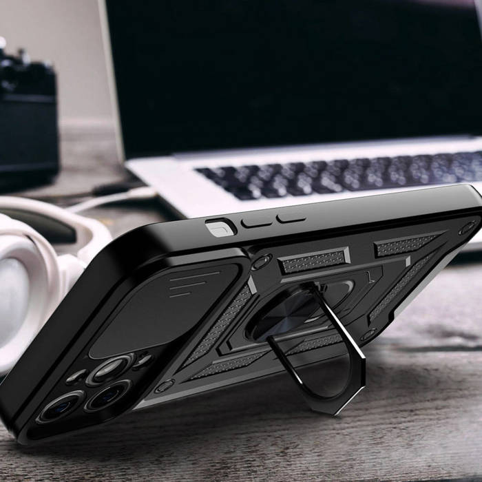 Etui Hybrid Armor Camshield etui iPhone 13 pancerny pokrowiec z osłoną na aparat niebieskie Case