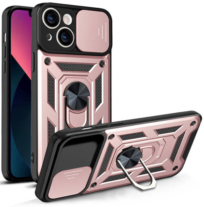 Etui Hybrid Armor Camshield etui iPhone 13 pancerny pokrowiec z osłoną na aparat różowe Case