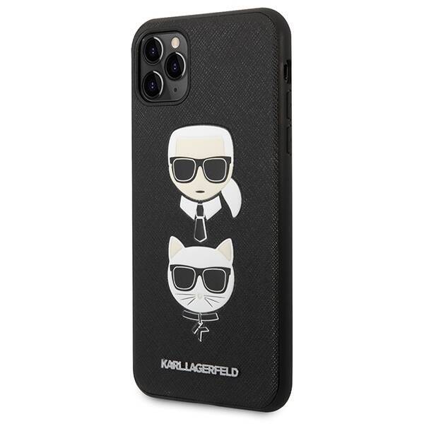 Etui KARL LAGERFELD Apple iPhone 11 Pro Max Saffiano Ikonik Karl&Choupette Head Czarny Hardcase