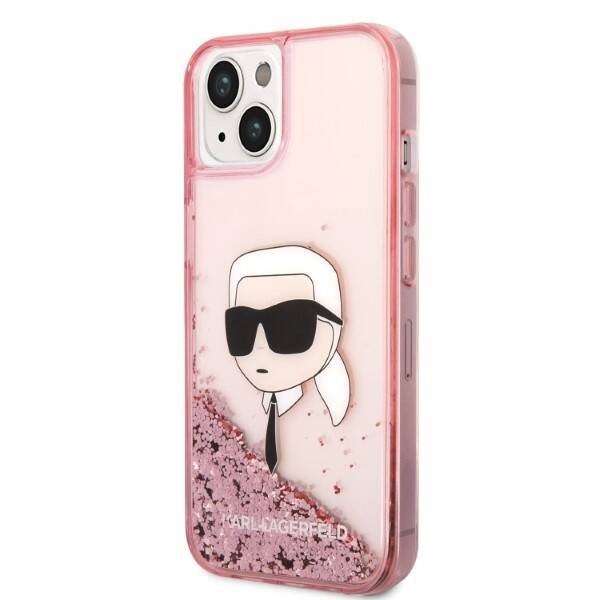 Etui KARL LAGERFELD Apple iPhone 14 Glitter Karl Head Różowy Hardcase