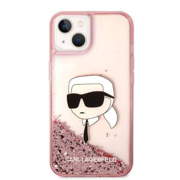 Etui KARL LAGERFELD Apple iPhone 14 Glitter Karl Head Różowy Hardcase