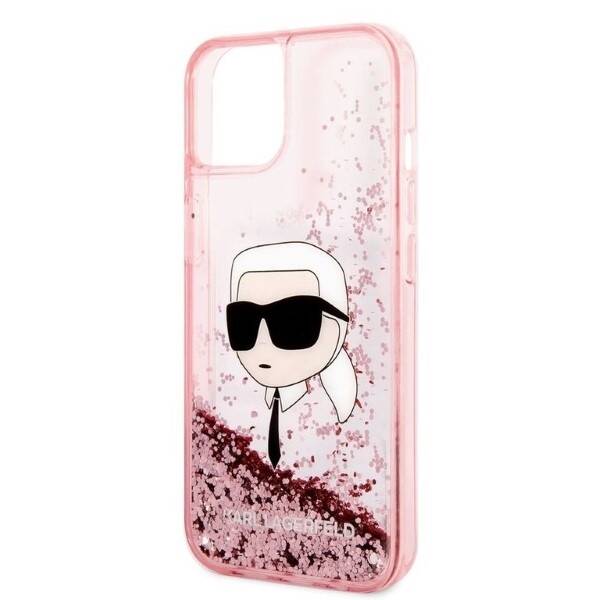 Etui KARL LAGERFELD Apple iPhone 14 Glitter Karl Head Różowy Hardcase