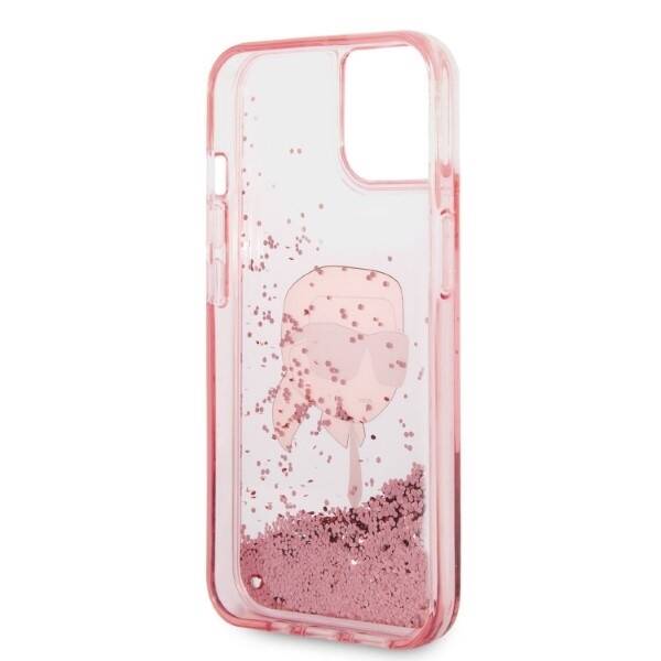 Etui KARL LAGERFELD Apple iPhone 14 Glitter Karl Head Różowy Hardcase