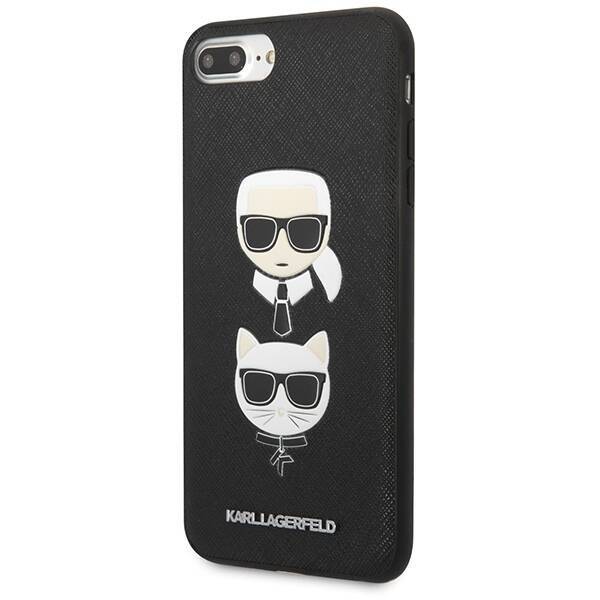 Etui KARL LAGERFELD Apple iPhone 7 Plus 8 Plus Saffiano Ikonik Karl&Choupette Head Czarny Hardcase