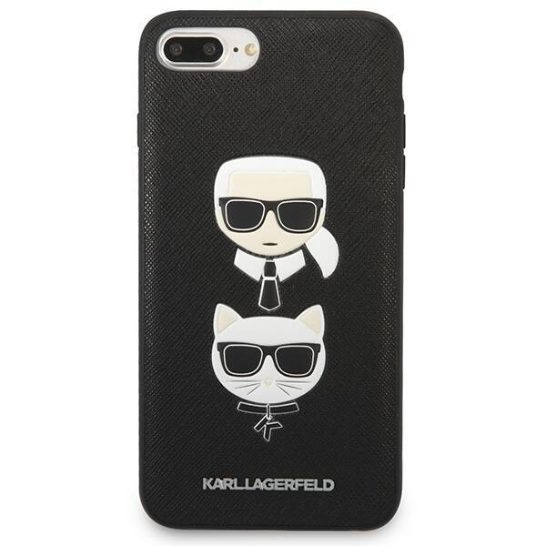 Etui KARL LAGERFELD Apple iPhone 7 Plus 8 Plus Saffiano Ikonik Karl&Choupette Head Czarny Hardcase