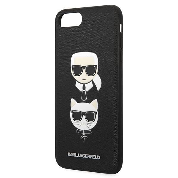 Etui KARL LAGERFELD Apple iPhone 7 Plus 8 Plus Saffiano Ikonik Karl&Choupette Head Czarny Hardcase