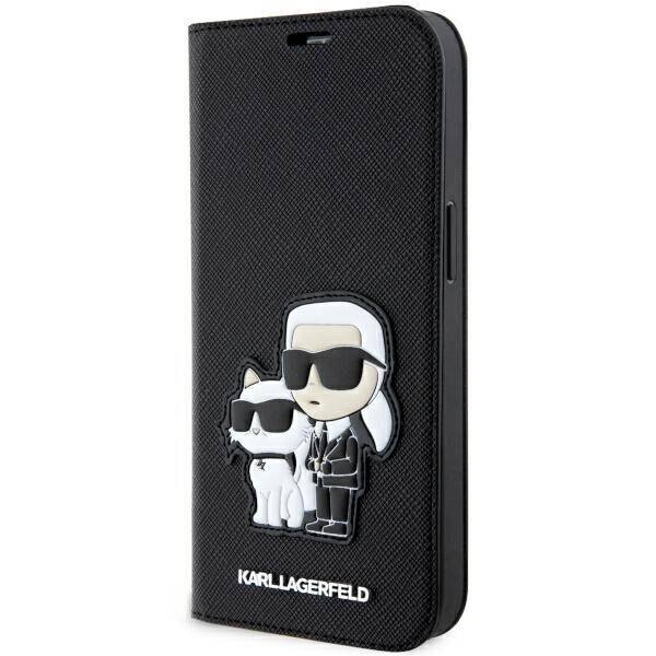 Etui Karl Lagerfeld KLBKP14LSANKCPK iPhone 14 Pro 6.1" bookcase czarny/black Saffiano Karl & Choupette Case