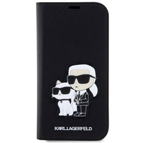 Etui Karl Lagerfeld KLBKP14LSANKCPK iPhone 14 Pro 6.1" bookcase czarny/black Saffiano Karl & Choupette Case