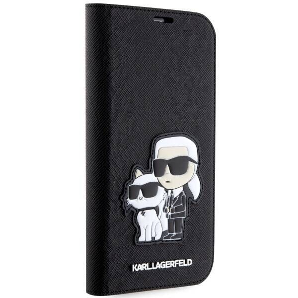 Etui Karl Lagerfeld KLBKP14LSANKCPK iPhone 14 Pro 6.1" bookcase czarny/black Saffiano Karl & Choupette Case