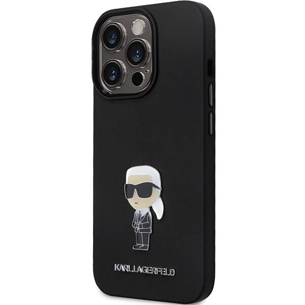 Etui Karl Lagerfeld KLHCP13XSMHKNPK iPhone 13 Pro Max 6,7" czarny/black Silicone Ikonik Metal Pin