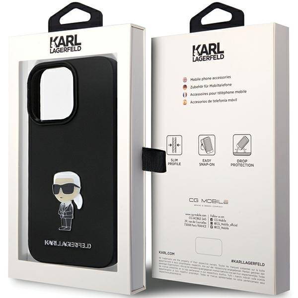 Etui Karl Lagerfeld KLHCP13XSMHKNPK iPhone 13 Pro Max 6,7" czarny/black Silicone Ikonik Metal Pin