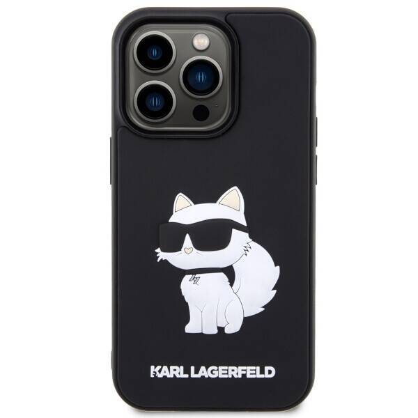 Etui Karl Lagerfeld KLHCP14L3DRKHNK iPhone 14 Pro 6.1" czarny/black hardcase Rubber Choupette 3D Case