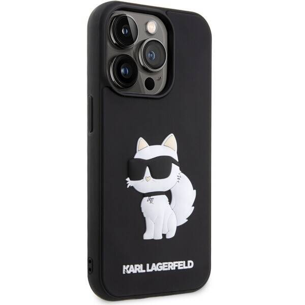 Etui Karl Lagerfeld KLHCP14L3DRKHNK iPhone 14 Pro 6.1" czarny/black hardcase Rubber Choupette 3D Case