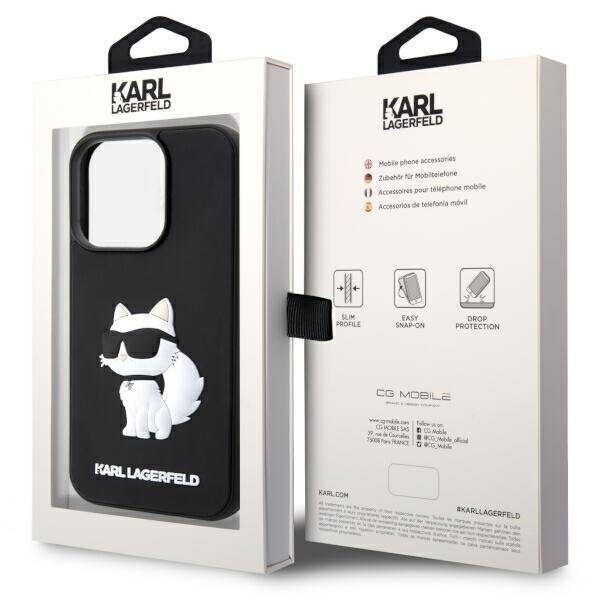 Etui Karl Lagerfeld KLHCP14L3DRKHNK iPhone 14 Pro 6.1" czarny/black hardcase Rubber Choupette 3D Case