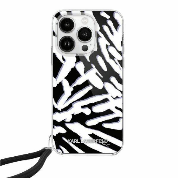 Etui Karl Lagerfeld KLHCP15LHZBPKCCK iPhone 15 Pro 6.1" czarny/black hardcase IML Zebra Pattern & Cord