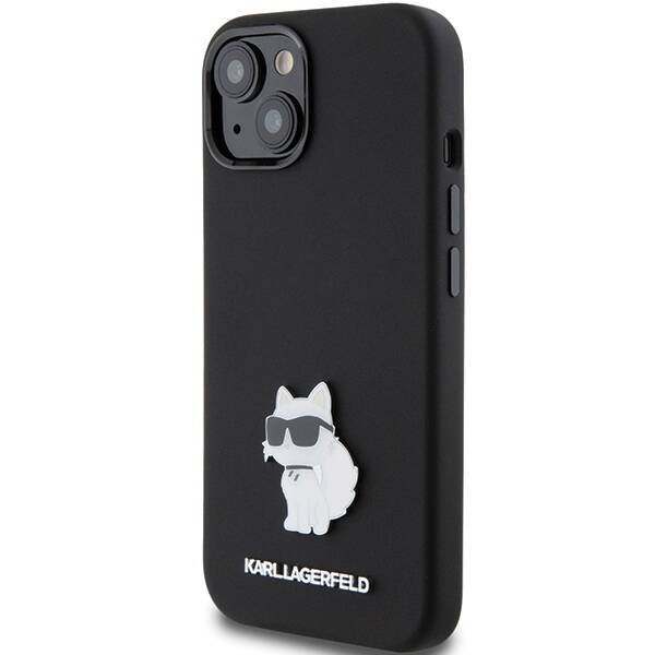 Etui Karl Lagerfeld KLHCP15SSMHCNPK iPhone 15 6.1" czarny/black Silicone Choupette Metal Pin Case