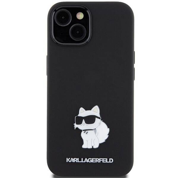 Etui Karl Lagerfeld KLHCP15SSMHCNPK iPhone 15 6.1" czarny/black Silicone Choupette Metal Pin Case