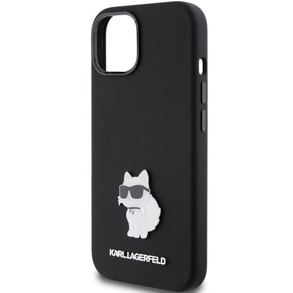 Etui Karl Lagerfeld KLHCP15SSMHCNPK iPhone 15 6.1" czarny/black Silicone Choupette Metal Pin Case