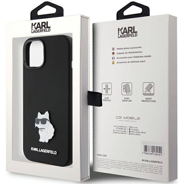 Etui Karl Lagerfeld KLHCP15SSMHCNPK iPhone 15 6.1" czarny/black Silicone Choupette Metal Pin Case