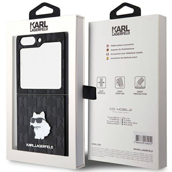 Etui Karl Lagerfeld KLHCZF5SAPCHNPK Samsung Galaxy Z Flip5 F731 hardcase czarny/black Saffiano Monogram Choupette Pin Case