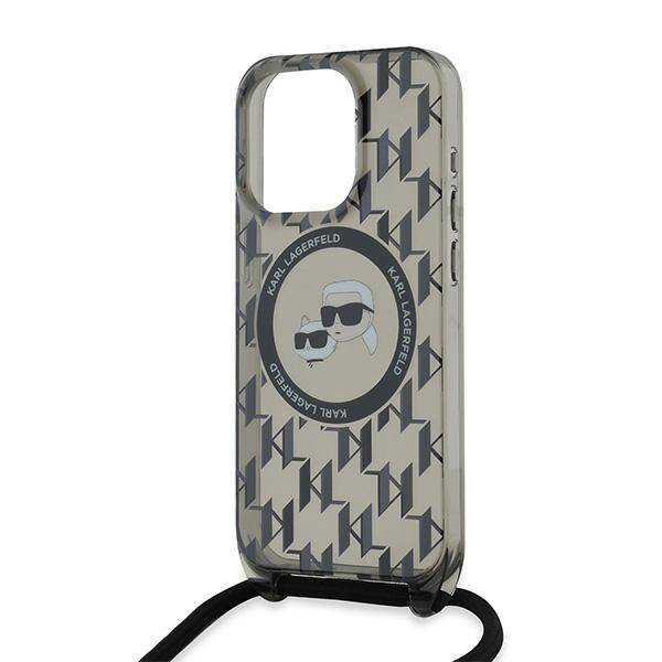 Etui Karl Lagerfeld KLHMP15LHCKCKLCK iPhone 15 Pro 6.1" czarny/black hardcase IML Crossbody Monogram Karl & Choupette Head MagSafe