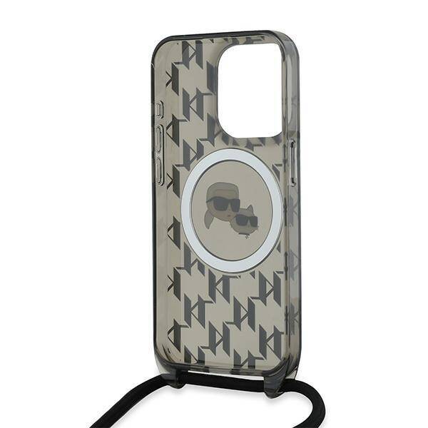 Etui Karl Lagerfeld KLHMP15LHCKCKLCK iPhone 15 Pro 6.1" czarny/black hardcase IML Crossbody Monogram Karl & Choupette Head MagSafe