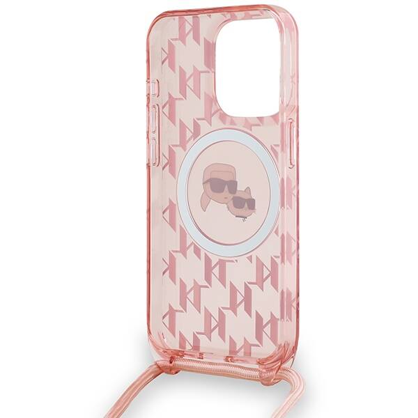 Etui Karl Lagerfeld KLHMP15XHCKCKLCP iPhone 15 Pro Max 6.7" różowy/pink hardcase IML Crossbody Monogram Karl & Choupette Head MagSafe