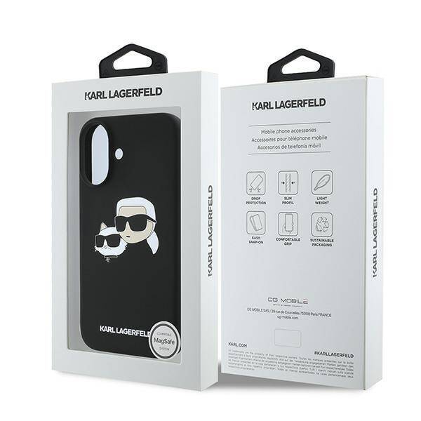 Etui Karl Lagerfeld KLHMP16MSKCHPPLK iPhone 16 Plus czarny/black HC MagSafe Sil Double Heads Print