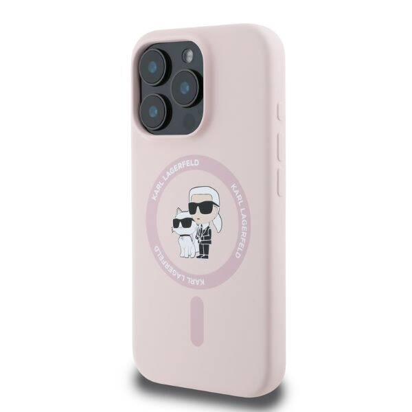 Etui Karl Lagerfeld KLHMP16XSCMKCRHP iPhone 16 Pro Max różowy/pink HC MagSafe Silicone KC Heads Ring