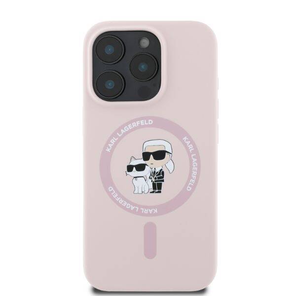 Etui Karl Lagerfeld KLHMP16XSCMKCRHP iPhone 16 Pro Max różowy/pink HC MagSafe Silicone KC Heads Ring