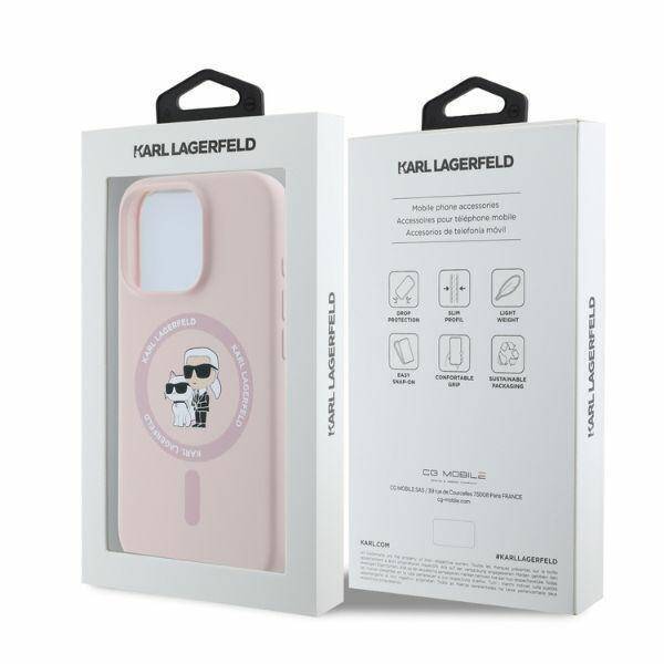 Etui Karl Lagerfeld KLHMP16XSCMKCRHP iPhone 16 Pro Max różowy/pink HC MagSafe Silicone KC Heads Ring