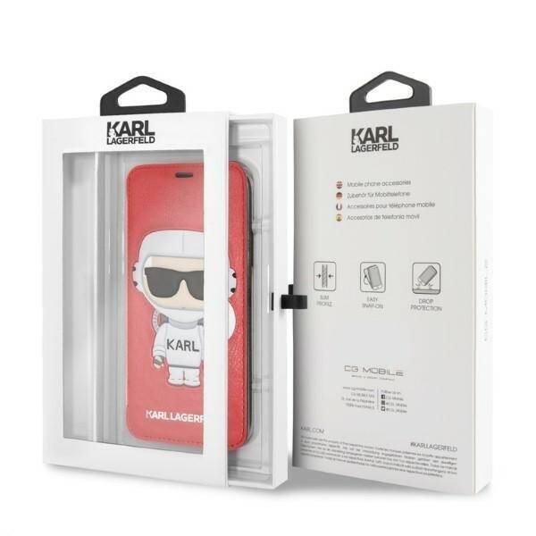 Etui Karl Lagerfeld Klflbkpxkscore iPhone X/ Xs Bookcase Czerwony/red Karl Space Cosmonaut Case