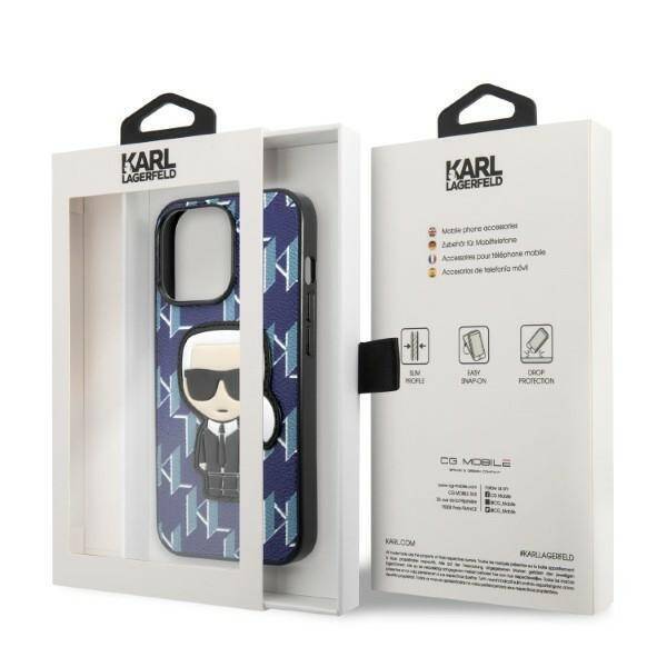 Etui Karl Lagerfeld Klhcp13xpmnikbl iPhone 13 Pro Max 6,7" Hardcase Niebieski/blue Monogram Ikonik Patch Case